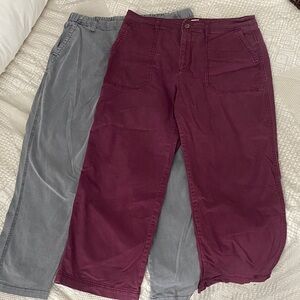 GAP 1 pair Burgundy Girlfriend Khakis 14, 1 Old Navy Gray large same size